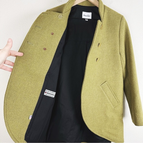 Vintage Steven Alan Woolrich 100% Wool Double Breasted Jacket Chartreuse - Picture 9 of 10